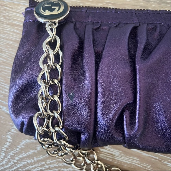 Gucci purple metallic clutch wristlet chain bag - Picture 2 of 5